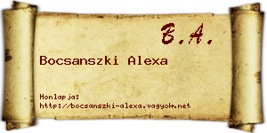 Bocsanszki Alexa névjegykártya